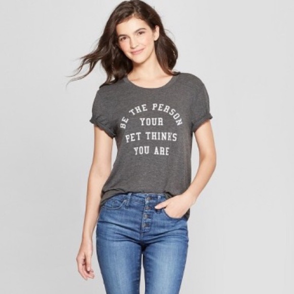 FIFTH SUN Be The Person Your Pet Thinks You Are Grey T-Shirt, Sz Small - Picture 1 of 12